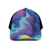 Colorful Cloud Print Black Mesh Trucker Cap