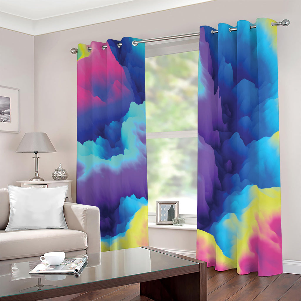 Colorful Cloud Print Blackout Grommet Curtains