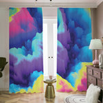 Colorful Cloud Print Blackout Pencil Pleat Curtains