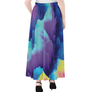 Colorful Cloud Print Chiffon Maxi Skirt