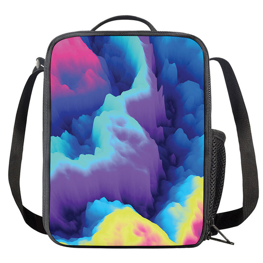 Colorful Cloud Print Crossbody Lunch Bag