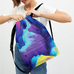 Colorful Cloud Print Drawstring Backpack