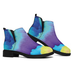 Colorful Cloud Print Flat Ankle Boots