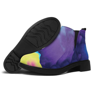 Colorful Cloud Print Flat Ankle Boots