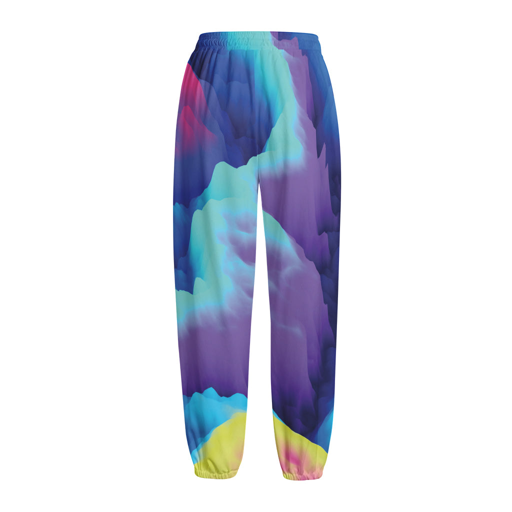 Colorful Cloud Print Fleece Lined Knit Pants