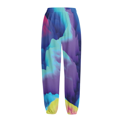 Colorful Cloud Print Fleece Lined Knit Pants