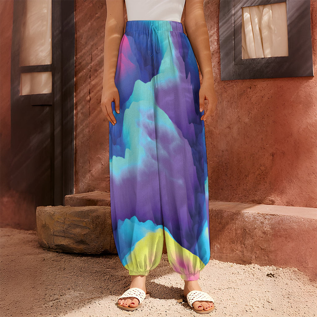 Colorful Cloud Print Harem Pants