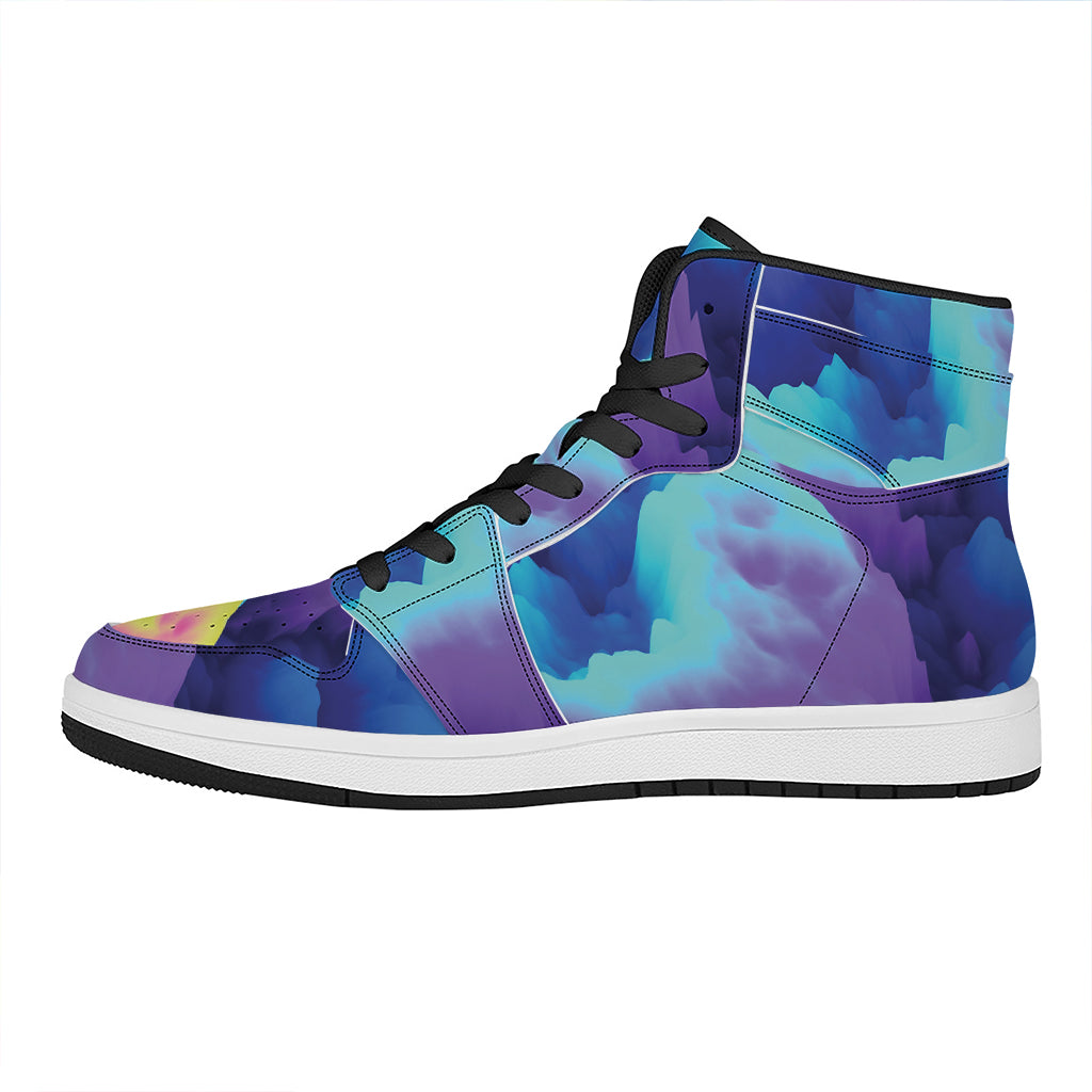 Colorful Cloud Print High Top Leather Sneakers