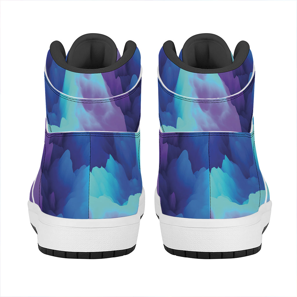 Colorful Cloud Print High Top Leather Sneakers