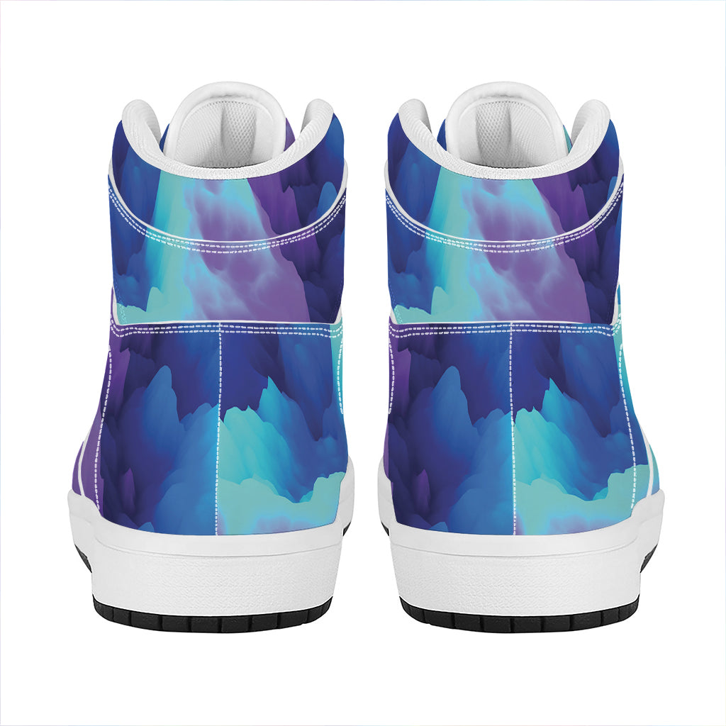 Colorful Cloud Print High Top Leather Sneakers