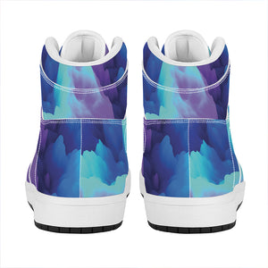 Colorful Cloud Print High Top Leather Sneakers