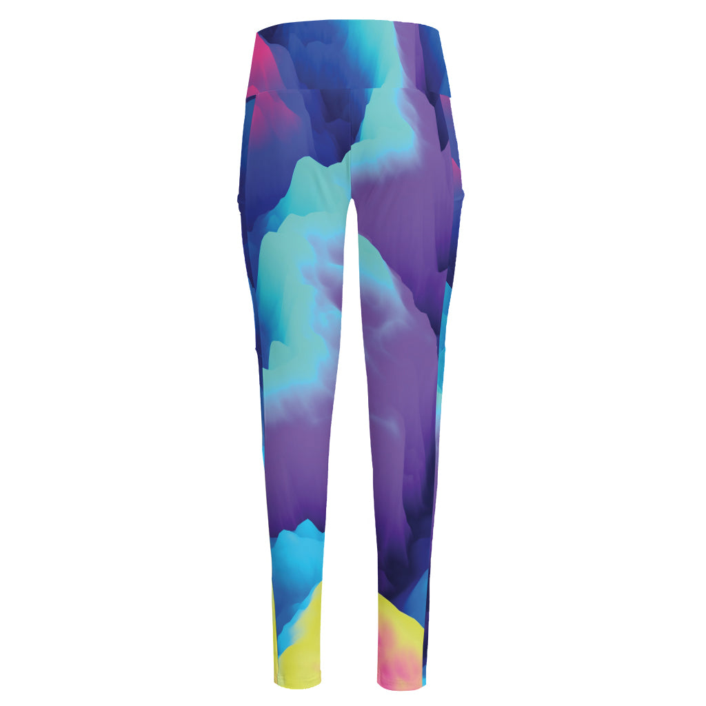 Colorful Cloud Print High-Waisted Pocket Leggings