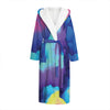 Colorful Cloud Print Hooded Bathrobe