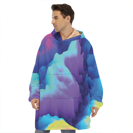 Colorful Cloud Print Hoodie Blanket