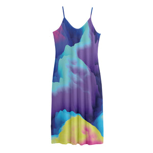 Colorful Cloud Print Jersey Midi Cami Dress