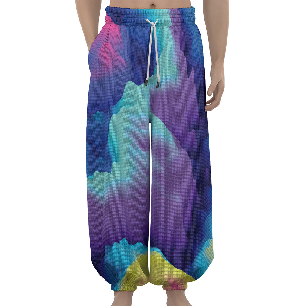 Colorful Cloud Print Lantern Pants