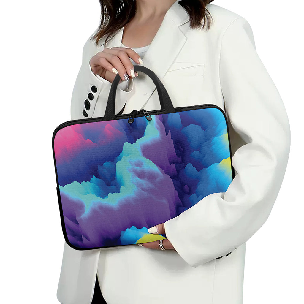 Colorful Cloud Print Laptop Sleeve With Handle