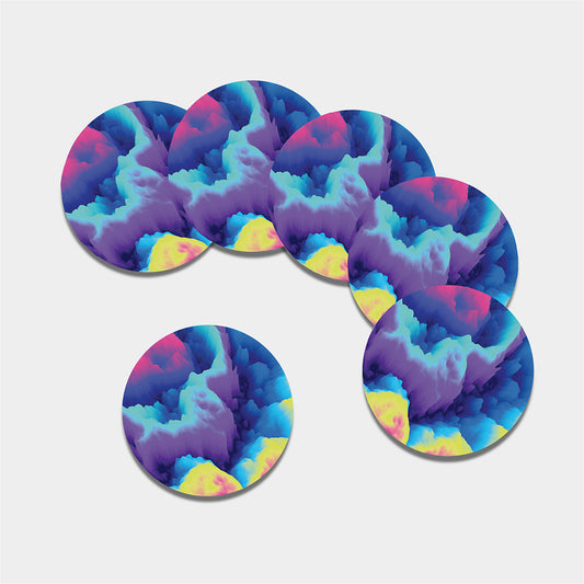 Colorful Cloud Print Leather Coaster Set
