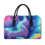 Colorful Cloud Print Leather Duffle Bag