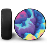 Colorful Cloud Print Leather Spare Tire Cover