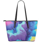 Colorful Cloud Print Leather Tote Bag