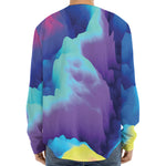 Colorful Cloud Print Long Sleeve Baseball Jersey