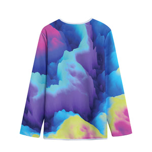 Colorful Cloud Print Long Sleeve Short Coat