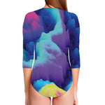 Colorful Cloud Print Long Sleeve Swimsuit