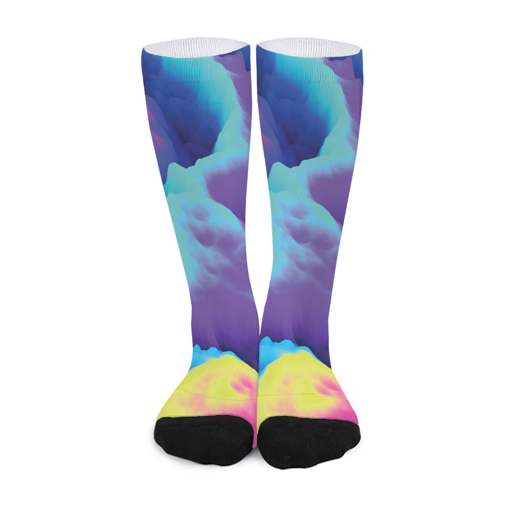 Colorful Cloud Print Long Socks