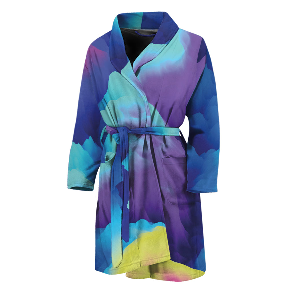 Colorful Cloud Print Men's Bathrobe