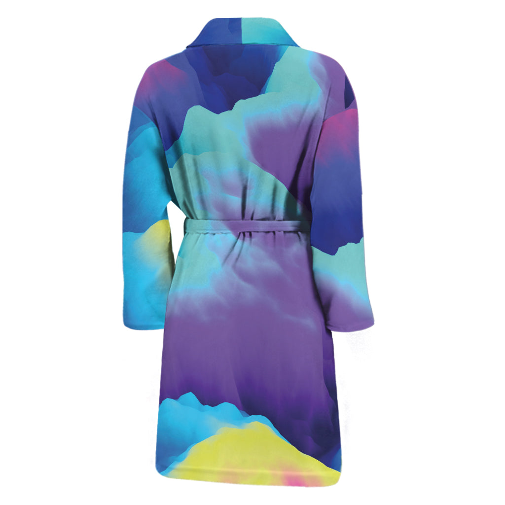 Colorful Cloud Print Men's Bathrobe