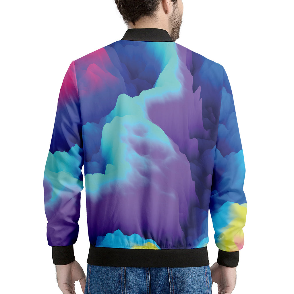 Colorful Cloud Print Men's Bomber Jacket