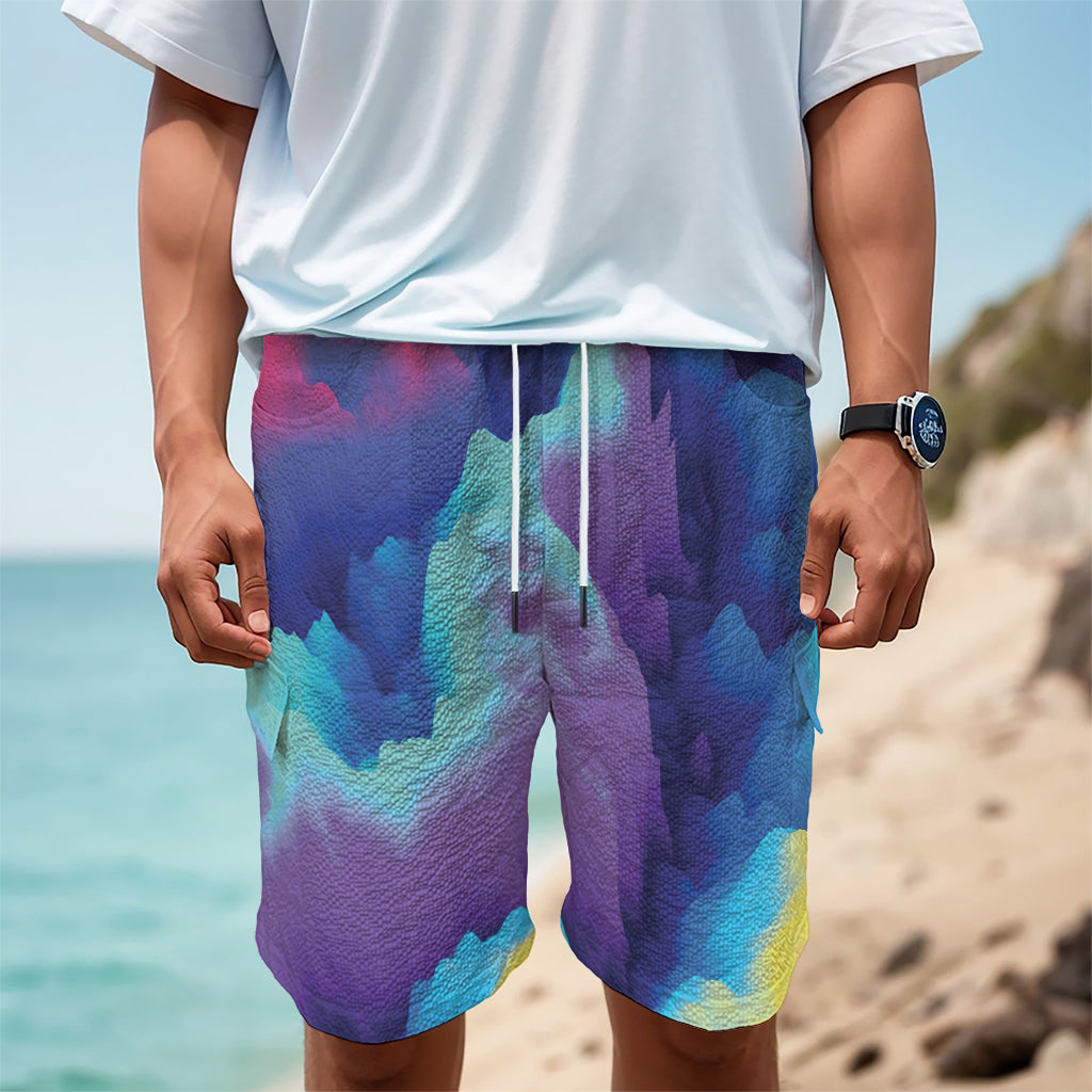 Colorful Cloud Print Men's Cargo Shorts