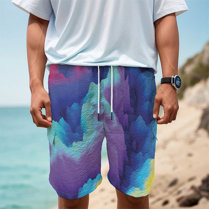 Colorful Cloud Print Men's Cargo Shorts