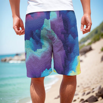 Colorful Cloud Print Men's Cargo Shorts