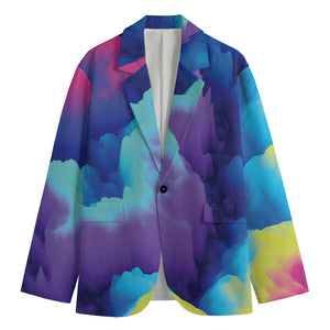 Colorful Cloud Print Men's Cotton Blazer