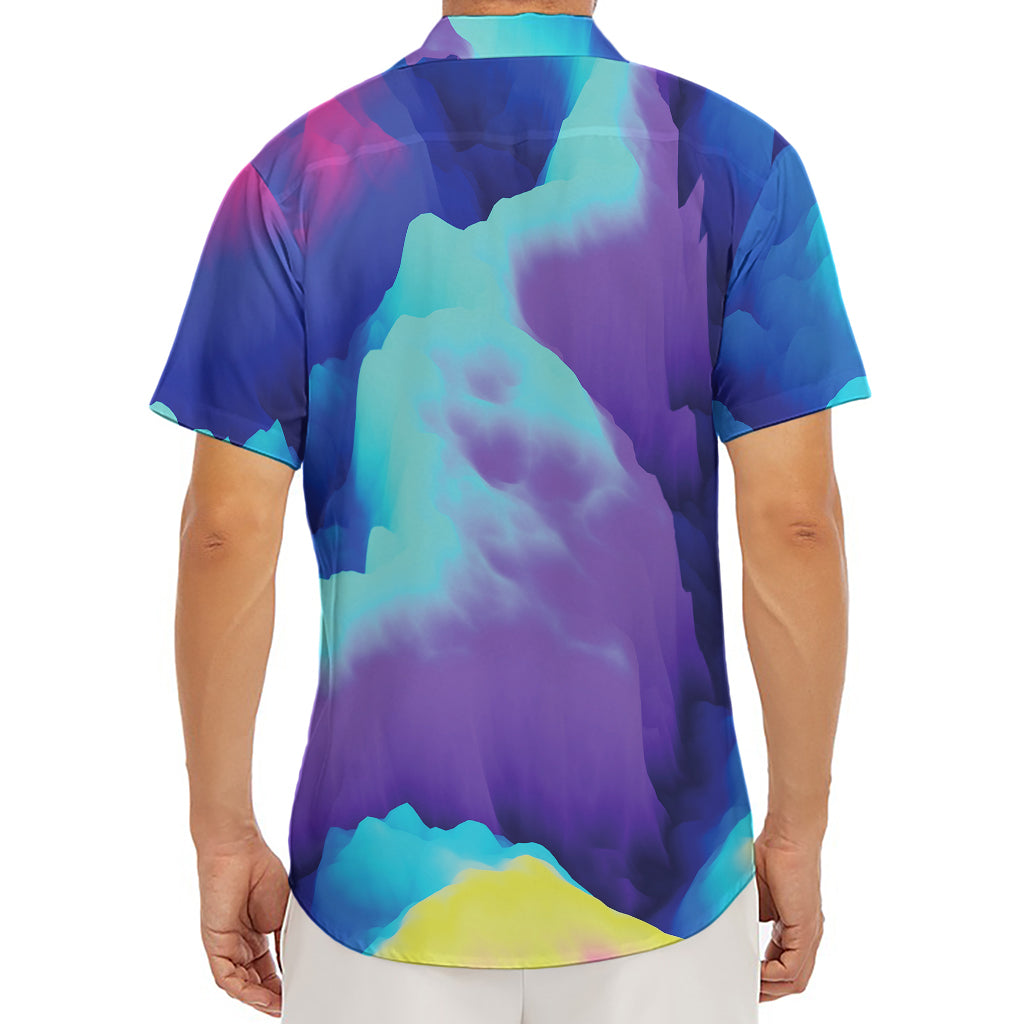 Colorful Cloud Print Men's Deep V-Neck Shirt