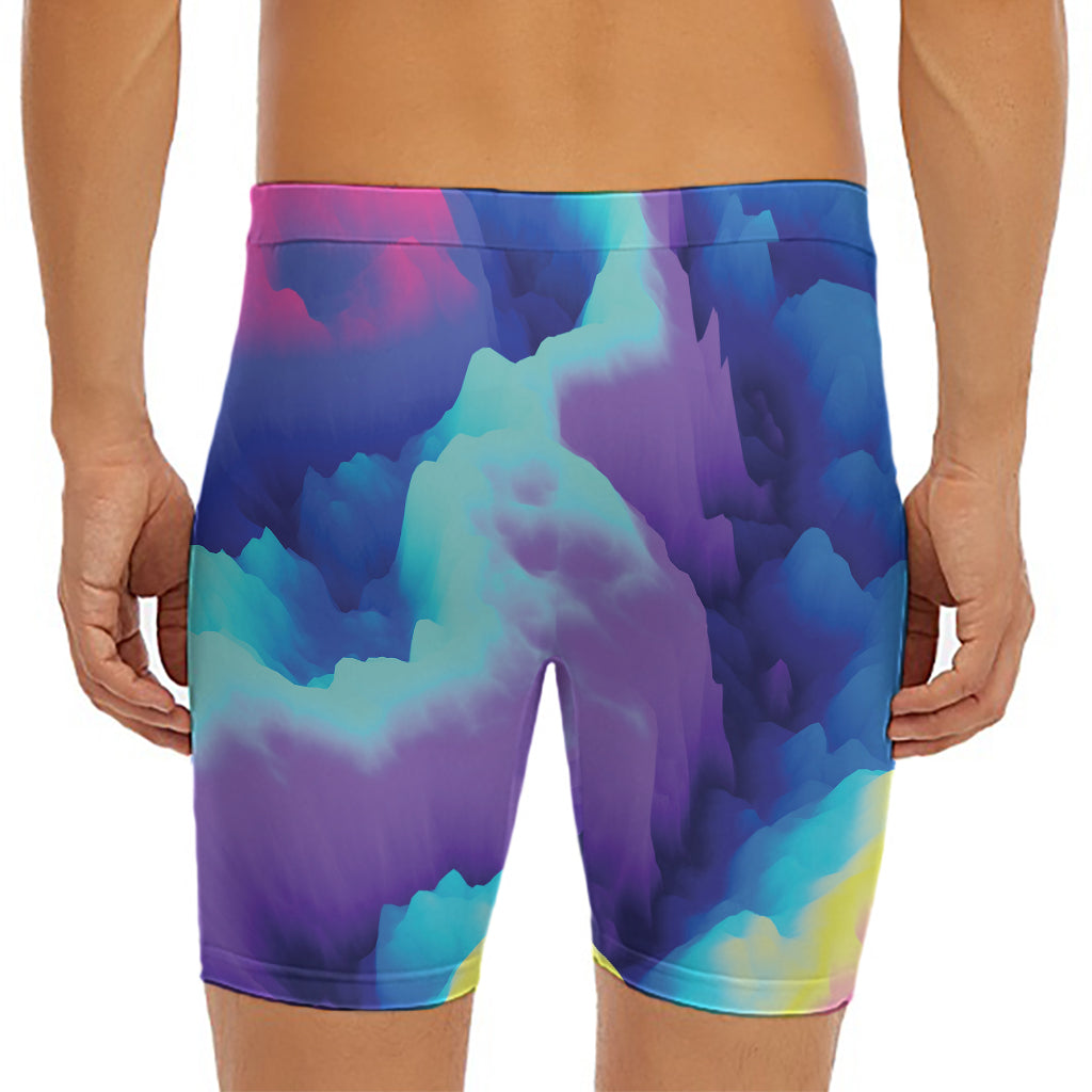Colorful Cloud Print Men's Long Boxer Briefs