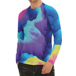 Colorful Cloud Print Men's Long Sleeve Rash Guard