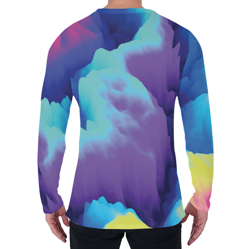 Colorful Cloud Print Men's Long Sleeve T-Shirt