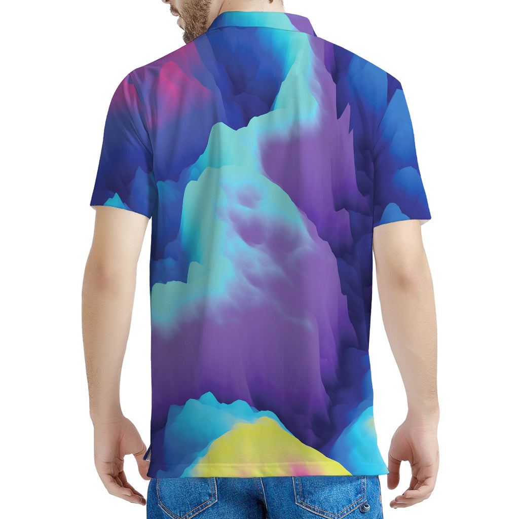 Colorful Cloud Print Men's Polo Shirt