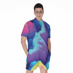 Colorful Cloud Print Men's Rompers