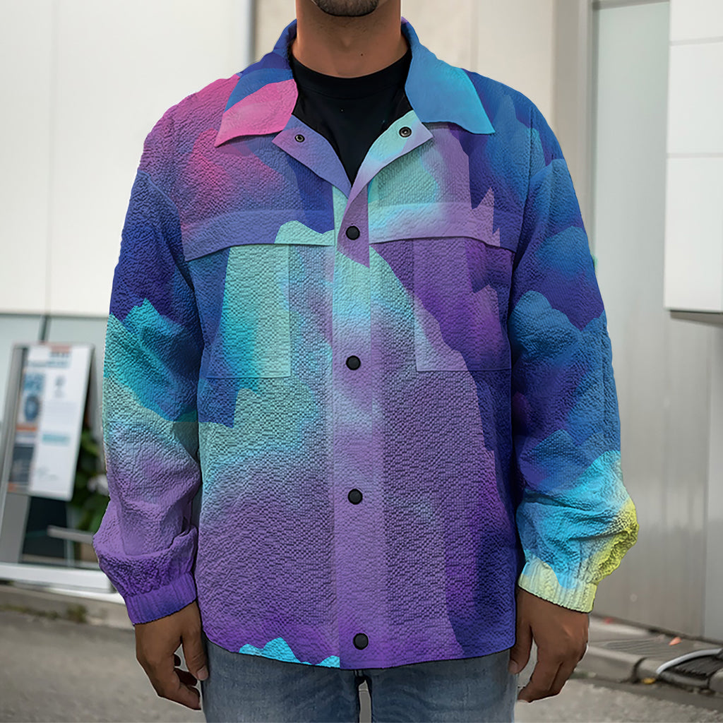 Colorful Cloud Print Men's Shirt Jacket