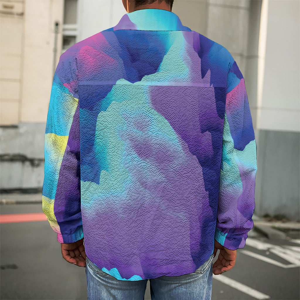 Colorful Cloud Print Men's Shirt Jacket