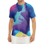 Colorful Cloud Print Men's Short Sleeve Rash Guard