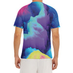 Colorful Cloud Print Men's Short Sleeve Rash Guard