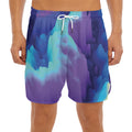 Colorful Cloud Print Men's Split Running Shorts