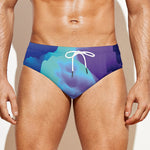 Colorful Cloud Print Men's Swim Briefs