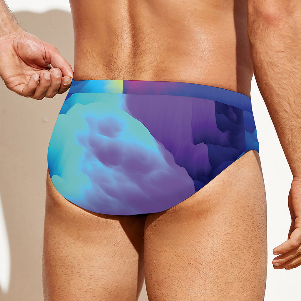 Colorful Cloud Print Men's Swim Briefs