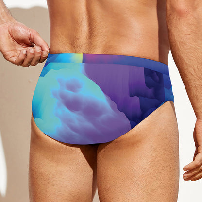 Colorful Cloud Print Men's Swim Briefs